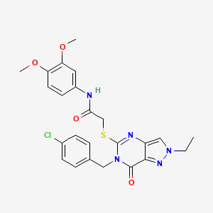 molecular formula C24H24ClN5O4S B2501119 2-((6-(4-chlorobenzyl)-2-ethyl-7-oxo-6,7-dihydro-2H-pyrazolo[4,3-d]pyrimidin-5-yl)thio)-N-(3,4-dimethoxyphenyl)acetamide CAS No. 892305-43-0