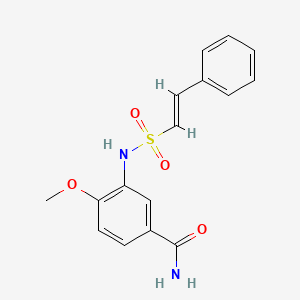 molecular formula C16H16N2O4S B2501122 4-甲氧基-3-[(E)-2-苯乙烯基]磺酰氨基)苯甲酰胺 CAS No. 1281684-20-5