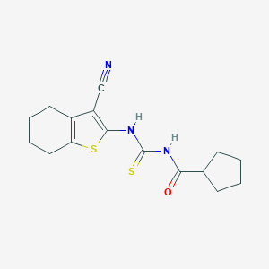 molecular formula C16H19N3OS2 B250113 N-[(3-cyano-4,5,6,7-tetrahydro-1-benzothiophen-2-yl)carbamothioyl]cyclopentanecarboxamide 