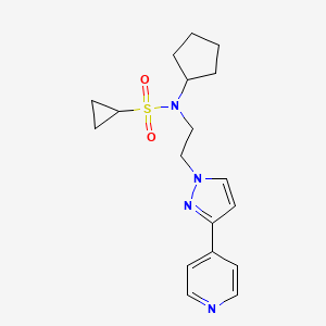 molecular formula C18H24N4O2S B2501132 N-cyclopentyl-N-(2-(3-(pyridin-4-yl)-1H-pyrazol-1-yl)ethyl)cyclopropanesulfonamide CAS No. 2034420-18-1