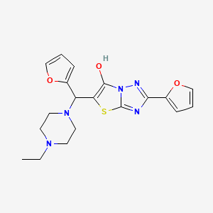 molecular formula C19H21N5O3S B2501138 5-((4-乙基哌嗪-1-基)(呋喃-2-基)甲基)-2-(呋喃-2-基)噻唑并[3,2-b][1,2,4]三唑-6-醇 CAS No. 898453-84-4