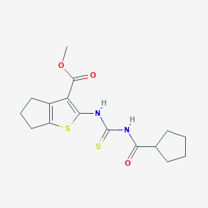 molecular formula C16H20N2O3S2 B250114 methyl 2-{[(cyclopentylcarbonyl)carbamothioyl]amino}-5,6-dihydro-4H-cyclopenta[b]thiophene-3-carboxylate 