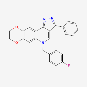molecular formula C25H18FN3O2 B2501148 5-(4-fluorobenzyl)-3-phenyl-8,9-dihydro-5H-[1,4]dioxino[2,3-g]pyrazolo[4,3-c]quinoline CAS No. 866341-47-1