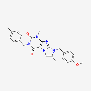 molecular formula C25H25N5O3 B2501156 6-[(4-甲氧基苯基)甲基]-4,7-二甲基-2-[(4-甲基苯基)甲基]嘌呤并[7,8-a]咪唑-1,3-二酮 CAS No. 896300-95-1