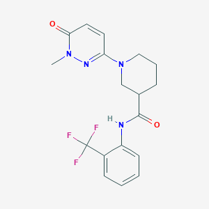 molecular formula C18H19F3N4O2 B2501157 1-(1-methyl-6-oxo-1,6-dihydropyridazin-3-yl)-N-(2-(trifluoromethyl)phenyl)piperidine-3-carboxamide CAS No. 1396866-81-1