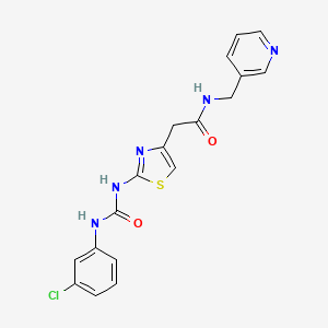 molecular formula C18H16ClN5O2S B2501173 2-[2-[(3-chlorophenyl)carbamoylamino]thiazol-4-yl]-N-(3-pyridylmethyl)acetamide CAS No. 897621-20-4