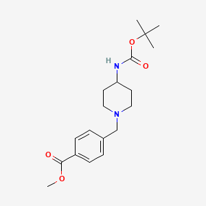 molecular formula C19H28N2O4 B2501175 Methyl 4-[4-(tert-butoxycarbonylamino)piperidin-1-yl]methylbenzoate CAS No. 653593-69-2