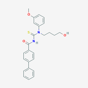 molecular formula C25H26N2O3S B250118 N-[(4-hydroxybutyl)(3-methoxyphenyl)carbamothioyl]biphenyl-4-carboxamide 