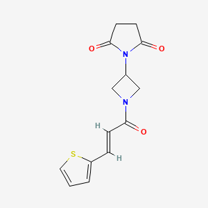 molecular formula C14H14N2O3S B2501182 (E)-1-(1-(3-(噻吩-2-基)丙烯酰基)氮杂环丁烷-3-基)吡咯烷-2,5-二酮 CAS No. 1904636-47-0
