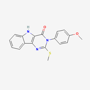 molecular formula C18H15N3O2S B2501186 3-(4-methoxyphenyl)-2-methylsulfanyl-5H-pyrimido[5,4-b]indol-4-one CAS No. 536707-74-1