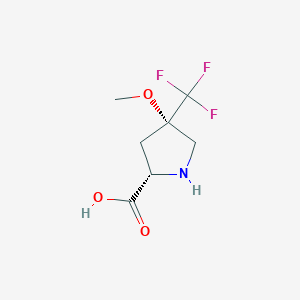 molecular formula C7H10F3NO3 B2501189 (2S,4S)-4-Methoxy-4-(trifluoromethyl)pyrrolidine-2-carboxylic acid CAS No. 2287246-54-0