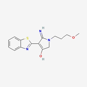 molecular formula C15H17N3O2S B2501190 5-amino-4-(1,3-benzothiazol-2-yl)-1-(3-methoxypropyl)-1,2-dihydro-3H-pyrrol-3-one CAS No. 880446-76-4