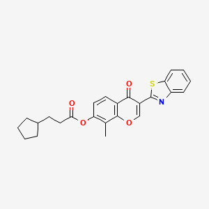 molecular formula C25H23NO4S B2501204 3-(benzo[d]thiazol-2-yl)-8-methyl-4-oxo-4H-chromen-7-yl 3-cyclopentylpropanoate CAS No. 384353-82-6
