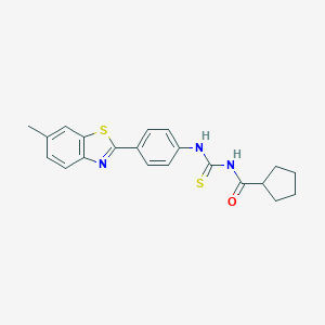 molecular formula C21H21N3OS2 B250121 N-{[4-(6-methyl-1,3-benzothiazol-2-yl)phenyl]carbamothioyl}cyclopentanecarboxamide 