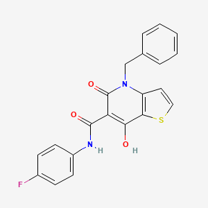 molecular formula C21H15FN2O3S B2501214 4-benzyl-N-(4-fluorophenyl)-7-hydroxy-5-oxo-4,5-dihydrothieno[3,2-b]pyridine-6-carboxamide CAS No. 1351821-07-2