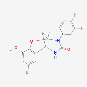molecular formula C18H15BrF2N2O3 B2501222 8-bromo-3-(3,4-difluorophenyl)-10-methoxy-2-methyl-5,6-dihydro-2H-2,6-methanobenzo[g][1,3,5]oxadiazocin-4(3H)-one CAS No. 899986-88-0