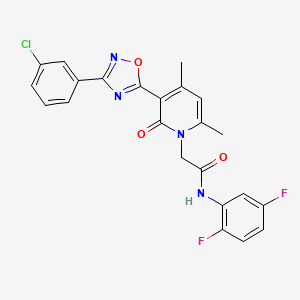 molecular formula C23H17ClF2N4O3 B2501229 2-(3-(3-(3-chlorophenyl)-1,2,4-oxadiazol-5-yl)-4,6-dimethyl-2-oxopyridin-1(2H)-yl)-N-(2,5-difluorophenyl)acetamide CAS No. 946301-91-3