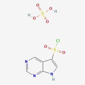 molecular formula C6H6ClN3O6S2 B2501232 7H-Pyrrolo[2,3-d]pyrimidine-5-sulfonyl chloride; sulfuric acid CAS No. 2089277-73-4