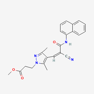 molecular formula C23H22N4O3 B2501249 methyl 3-[4-[(Z)-2-cyano-3-(naphthalen-1-ylamino)-3-oxoprop-1-enyl]-3,5-dimethylpyrazol-1-yl]propanoate CAS No. 1259234-94-0