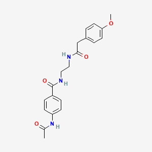 molecular formula C20H23N3O4 B2501253 4-acetamido-N-(2-(2-(4-methoxyphenyl)acetamido)ethyl)benzamide CAS No. 1021107-74-3
