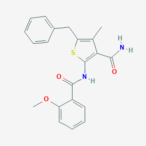 molecular formula C21H20N2O3S B250126 5-Benzyl-2-[(2-methoxybenzoyl)amino]-4-methyl-3-thiophenecarboxamide 