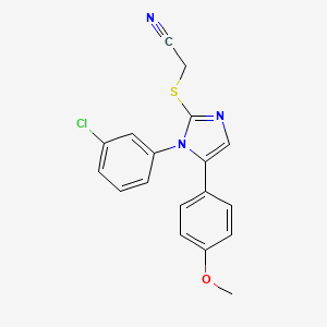 molecular formula C18H14ClN3OS B2501260 2-((1-(3-chlorophenyl)-5-(4-methoxyphenyl)-1H-imidazol-2-yl)thio)acetonitrile CAS No. 1207036-16-5