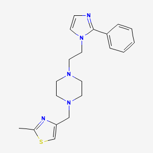 molecular formula C20H25N5S B2501261 2-甲基-4-((4-(2-(2-苯基-1H-咪唑-1-基)乙基)哌嗪-1-基)甲基)噻唑 CAS No. 1797961-96-6