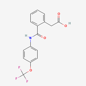molecular formula C16H12F3NO4 B2501264 2-(2-{[4-(Trifluoromethoxy)phenyl]carbamoyl}phenyl)acetic acid CAS No. 667887-30-1