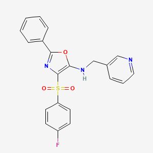 molecular formula C21H16FN3O3S B2501266 4-((4-fluorophenyl)sulfonyl)-2-phenyl-N-(pyridin-3-ylmethyl)oxazol-5-amine CAS No. 862758-63-2
