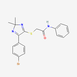 molecular formula C19H18BrN3OS B2501268 2-((5-(4-溴苯基)-2,2-二甲基-2H-咪唑-4-基)硫代)-N-苯基乙酰胺 CAS No. 899913-00-9