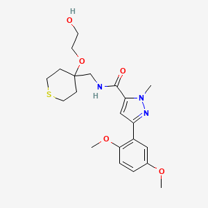 molecular formula C21H29N3O5S B2501276 3-(2,5-二甲氧基苯基)-N-((4-(2-羟乙氧基)四氢-2H-噻吩-4-基)甲基)-1-甲基-1H-吡唑-5-甲酰胺 CAS No. 2320686-50-6