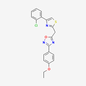 molecular formula C20H16ClN3O2S B2501277 5-{[4-(2-Chlorophenyl)-1,3-thiazol-2-yl]methyl}-3-(4-ethoxyphenyl)-1,2,4-oxadiazole CAS No. 1113113-60-2
