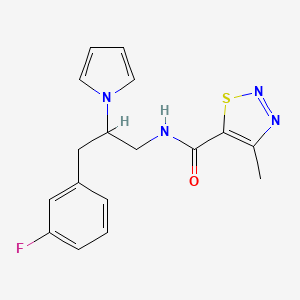 molecular formula C17H17FN4OS B2501284 N-(3-(3-fluorophenyl)-2-(1H-pyrrol-1-yl)propyl)-4-methyl-1,2,3-thiadiazole-5-carboxamide CAS No. 1421513-93-0