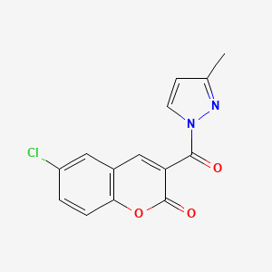 molecular formula C14H9ClN2O3 B2501291 6-氯-3-(3-甲基-1H-吡唑-1-羰基)-2H-色烯-2-酮 CAS No. 883299-42-1