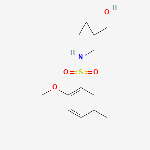 molecular formula C14H21NO4S B2501292 N-((1-(hydroxymethyl)cyclopropyl)methyl)-2-methoxy-4,5-dimethylbenzenesulfonamide CAS No. 1251544-39-4