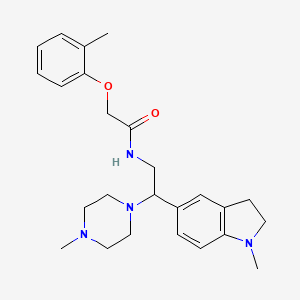 molecular formula C25H34N4O2 B2501293 N-(2-(1-甲基吲哚啉-5-基)-2-(4-甲基哌嗪-1-基)乙基)-2-(邻甲苯氧基)乙酰胺 CAS No. 921896-50-6