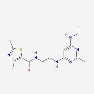 molecular formula C15H22N6OS B2501298 N-(2-((6-(乙氨基)-2-甲基嘧啶-4-基)氨基)乙基)-2,4-二甲基噻唑-5-甲酰胺 CAS No. 1219903-14-6