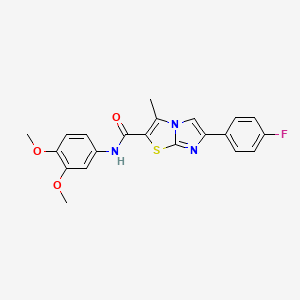 molecular formula C21H18FN3O3S B2501303 N-(3,4-二甲氧基苯基)-6-(4-氟苯基)-3-甲基咪唑并[2,1-b][1,3]噻唑-2-甲酰胺 CAS No. 852134-34-0