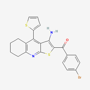 molecular formula C22H17BrN2OS2 B2501304 (3-氨基-4-(噻吩-2-基)-5,6,7,8-四氢噻吩[2,3-b]喹啉-2-基)(4-溴苯基)甲酮 CAS No. 370843-16-6