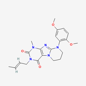 molecular formula C21H25N5O4 B2501309 3-[(E)-丁-2-烯基]-9-(2,5-二甲氧基苯基)-1-甲基-7,8-二氢-6H-嘌呤[7,8-a]嘧啶-2,4-二酮 CAS No. 887695-43-4