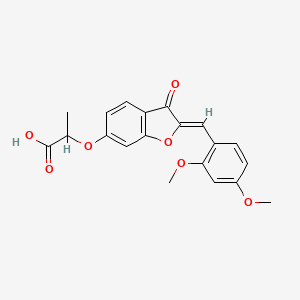molecular formula C20H18O7 B2501323 (Z)-2-((2-(2,4-dimethoxybenzylidene)-3-oxo-2,3-dihydrobenzofuran-6-yl)oxy)propanoic acid CAS No. 864753-20-8