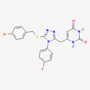 molecular formula C20H15BrFN5O2S B2501327 6-((5-((4-bromobenzyl)thio)-4-(4-fluorophenyl)-4H-1,2,4-triazol-3-yl)methyl)pyrimidine-2,4(1H,3H)-dione CAS No. 852154-40-6