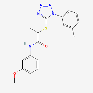 molecular formula C18H19N5O2S B2501328 N-(3-甲氧基苯基)-2-{[1-(3-甲基苯基)-1H-四唑-5-基]硫代}丙酰胺 CAS No. 887347-10-6