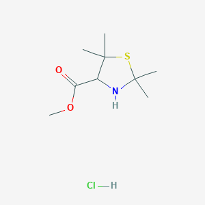 molecular formula C9H18ClNO2S B2501331 Methyl 2,2,5,5-tetramethyl-1,3-thiazolidine-4-carboxylate hydrochloride CAS No. 1803561-60-5