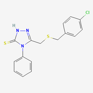 molecular formula C16H14ClN3S2 B2501335 5-(((4-氯苄基)硫烷基)甲基)-4-苯基-4H-1,2,4-三唑-3-硫醇 CAS No. 344269-21-2