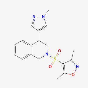 B2501341 3,5-dimethyl-4-((4-(1-methyl-1H-pyrazol-4-yl)-3,4-dihydroisoquinolin-2(1H)-yl)sulfonyl)isoxazole CAS No. 2034298-24-1