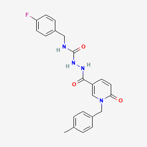 molecular formula C22H21FN4O3 B2501342 N-(4-氟苄基)-2-(1-(4-甲基苄基)-6-氧代-1,6-二氢吡啶-3-羰基)肼基甲酰胺 CAS No. 1105206-64-1