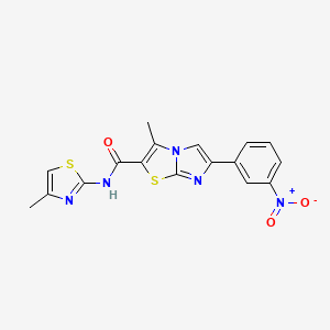 B2501350 3-methyl-N-(4-methyl-1,3-thiazol-2-yl)-6-(3-nitrophenyl)imidazo[2,1-b][1,3]thiazole-2-carboxamide CAS No. 852135-97-8