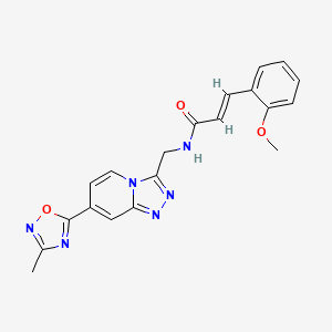 molecular formula C20H18N6O3 B2501353 (E)-3-(2-甲氧基苯基)-N-({[7-(3-甲基-1,2,4-恶二唑-5-基)[1,2,4]三唑并[4,3-a]吡啶-3-基]甲基}-2-丙烯酰胺 CAS No. 1776051-79-6
