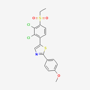 molecular formula C18H15Cl2NO3S2 B2501359 5-[2,3-二氯-4-(乙基磺酰基)苯基]-2-(4-甲氧基苯基)-1,3-噻唑 CAS No. 672951-47-2